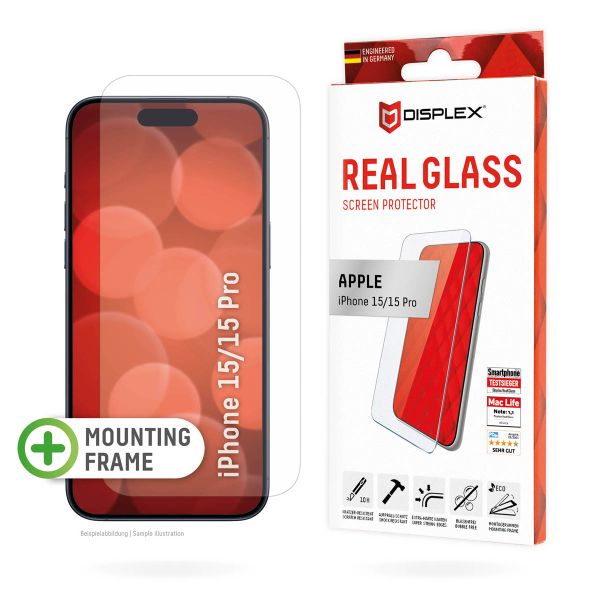 Displex Bildschirmschutzfolie Real Glass für das iPhone 15 / 15 Pro