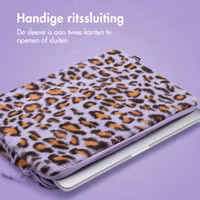 imoshion Fluffy Laptop Hülle 15-16 Zoll - Laptop Sleeve - Leopard Lilac