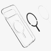 Spigen Ultra Hybrid Back Cover Metal Ring MagFit für das Google Pixel 9 Pro XL - Transparent / Weiß