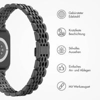 Selencia Jubilee inspiriertes schmales Edelstahlarmband für Apple Watch Series 1 t/m 9 / SE (38/40/41 mm) | Series 10 / 11 (42 mm) - Schwarz
