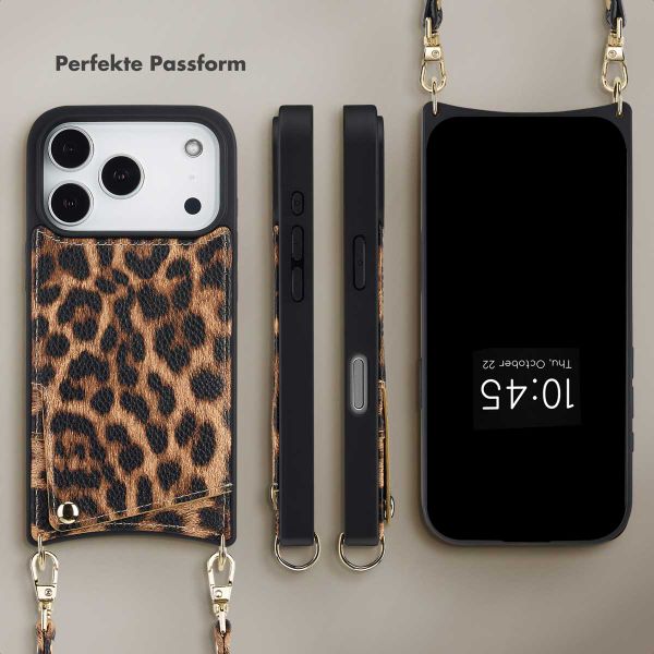 Selencia Nova HandyHülle mit Kordel und Kartenhalter Apple iPhone 17 Pro - Leopard