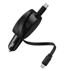 Accezz Autolader mit ausziehbaren Kabeln – USB-C / Lightning – 57W – Schwarz