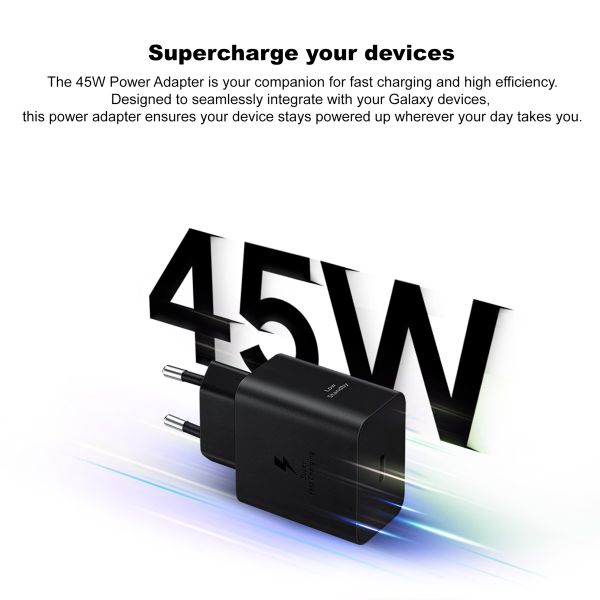 Samsung Original Power Adapter mit USB-C-Kabel - Ladegerät - USB-C-Anschluss - Fast Charger - 45 Watt - 1,8 m - Schwarz