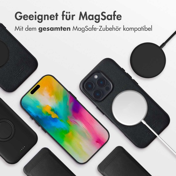 Accezz MagSafe Leather Backcover für das iPhone 16 Pro Max - Onyx Black