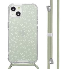 imoshion Design Hülle mit Band Apple iPhone 14 - Smoke Green Flowers