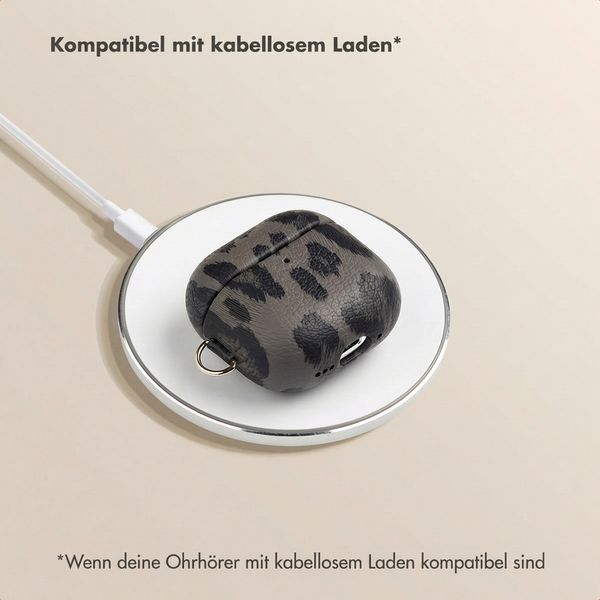 Selencia Sabi Hülle Panthermuster  Apple Airpods 4 - Midnight Black