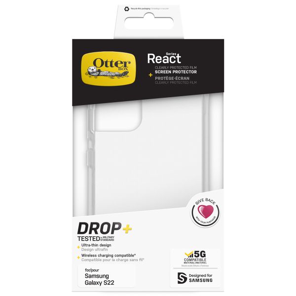 OtterBox React Backcover + Screen Protector für das Samsung Galaxy S22 - Transparent