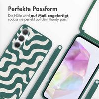 imoshion Silikonhülle design mit Band für das Samsung Galaxy A35 - Petrol Green Groovy