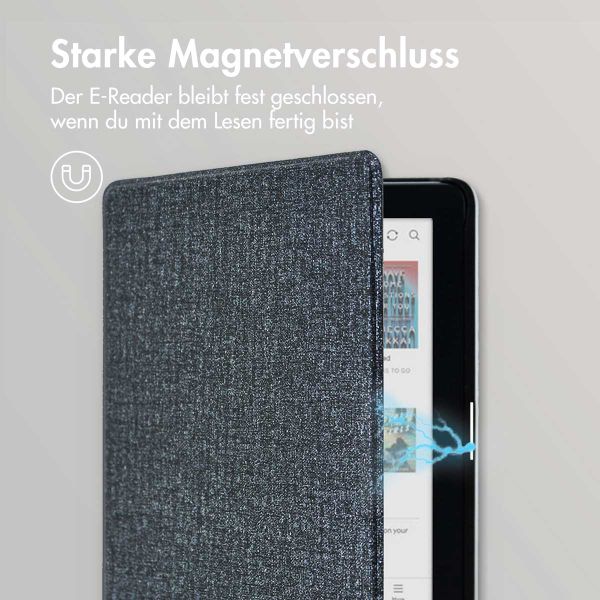 imoshion Canvas Sleepcover Klapphülle für das Kobo Clara Colour / Kobo Clara BW - Glitter Schwarz