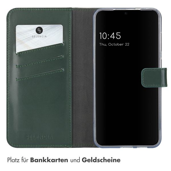 Selencia Echtleder Klapphülle Samsung Galaxy S25 - Grün