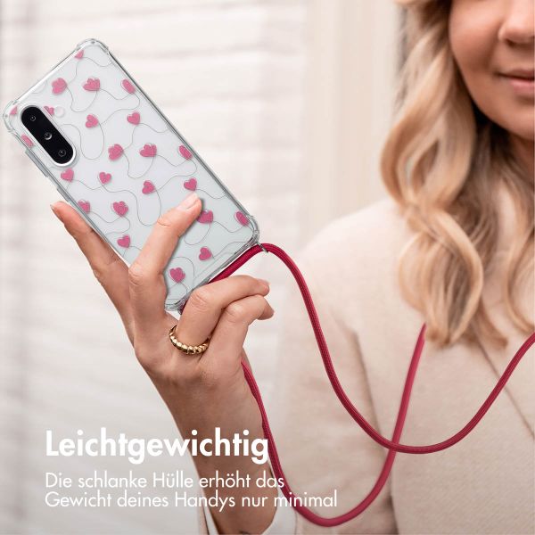imoshion Design Hülle mit Band Samsung Galaxy A36 - Dusty Rose Connected Hearts