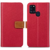 imoshion Luxuriöse Canvas-Klapphülle Samsung Galaxy A21s - Rot