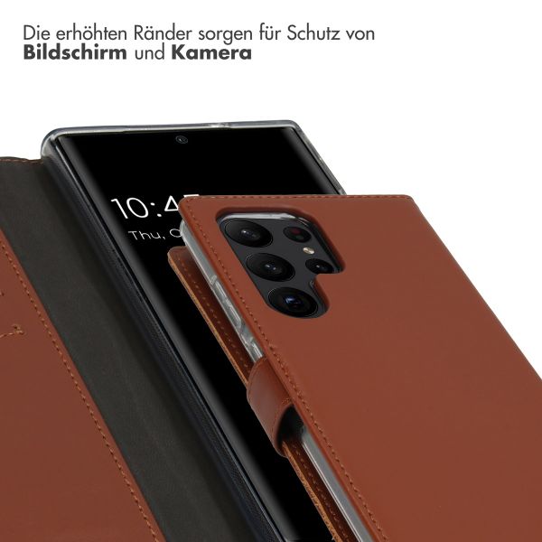 Selencia Echtleder Klapphülle für das Samsung Galaxy S23 Ultra - Hellbraun