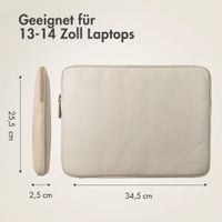 Accezz Leather Laptop Hülle mit Reißverschluss 13-14 Zoll - Laptop Sleeve - Beige