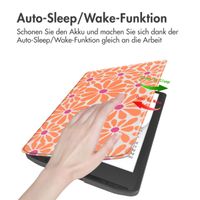 imoshion Design Slim Soft Case Sleepcover für das Pocketbook InkPad Color 3 / InkPad 4 - Orange Flowers Connect