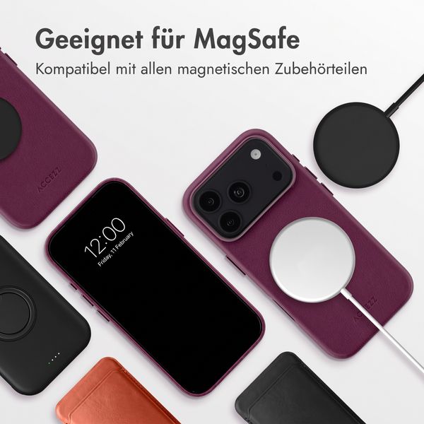 Accezz MagSafe Leather Backcover Apple iPhone 18 Pro Max / 17 Pro Max - Heath Purple