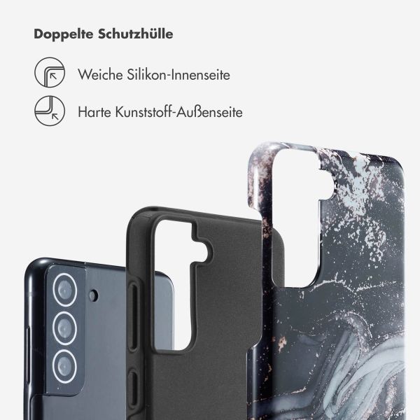 Selencia Vivid Tough Back Cover für das Samsung Galaxy S21 FE - Chic Marble Black