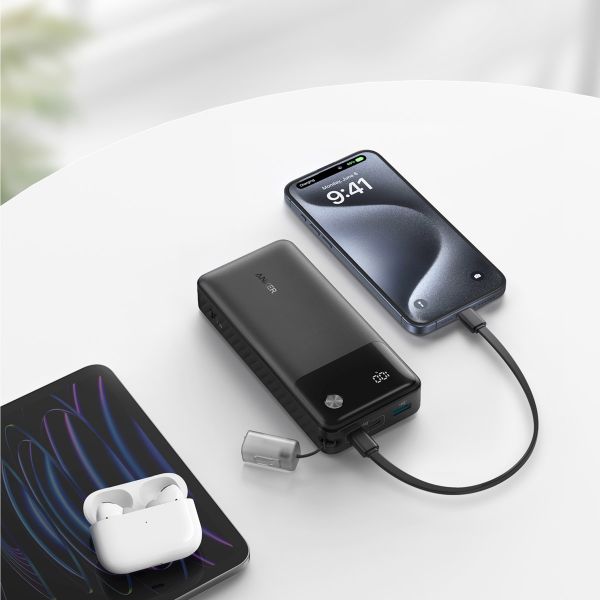 Anker Powerbank - 20.000 mAh - 30 Watt - USB-A + 2x USB-C - Schwarz