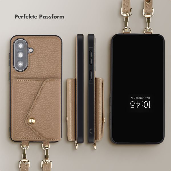 Selencia Sera HandyHülle mit Kordel und Umschlag-Kartenhalter Samsung Galaxy A37 (5G) - Taupe