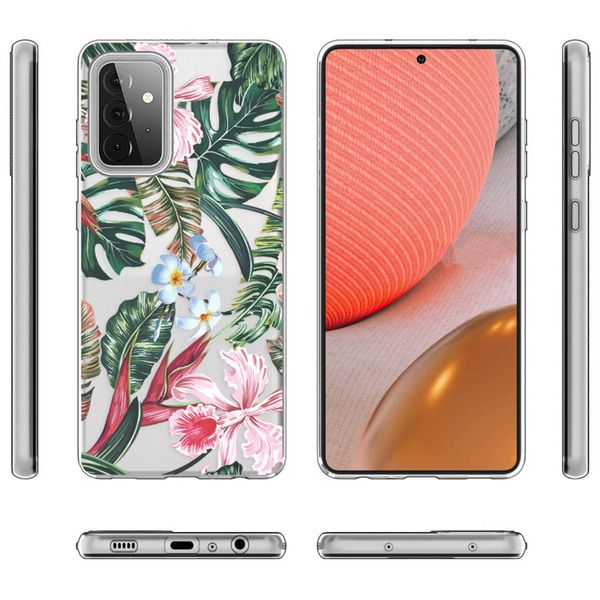 imoshion Design Hülle Samsung Galaxy A72 - Dschungel - Grün / Rosa