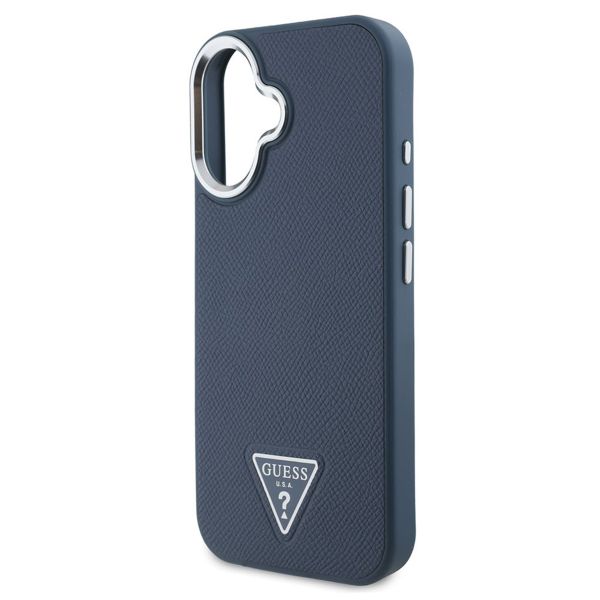 Guess Grained Triangle Case MagSafe für das iPhone 16 - Blue