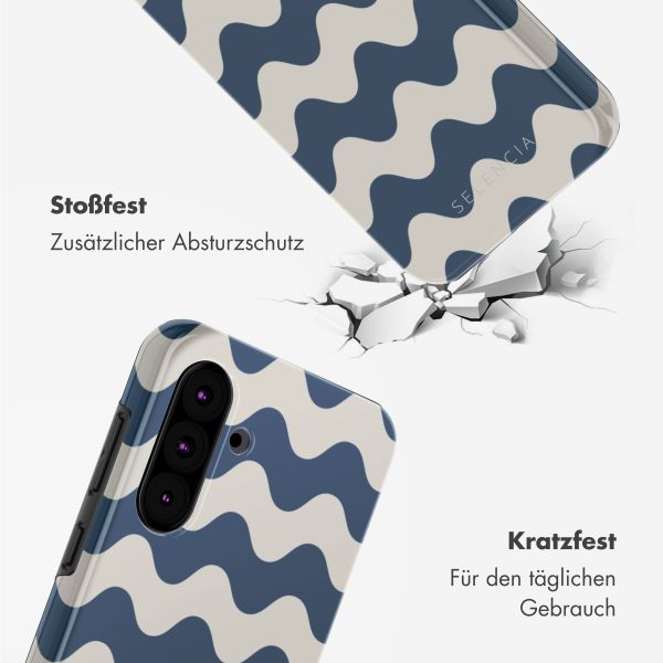 Selencia Vivid Tough Back Cover für das Samsung Galaxy A36 / A56 - Wave Vibes Classic Blue