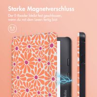 imoshion Design Slim Hard Case Sleepcover mit Stand für das Kobo Libra 2 / Tolino Vision 6 - Orange Flowers Connect