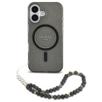Guess MagSafe IML Glitter Case mit Beads Strap für das Apple iPhone 16 - Black