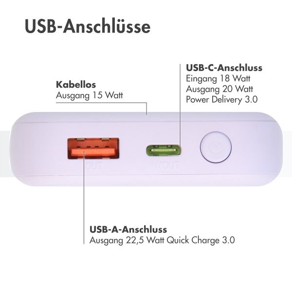 imoshion MagSafe Powerbank - 10.000 mAh - Kabellose Powerbank - Lila