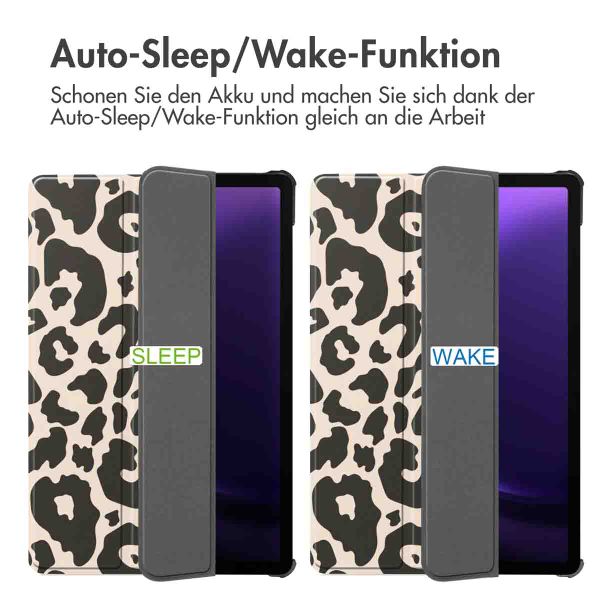 imoshion Design Trifold Klaphülle Samsung Galaxy Tab S9 11.0 Zoll / Tab S10 FE / S9 FE 10.9 Zoll - Leopard