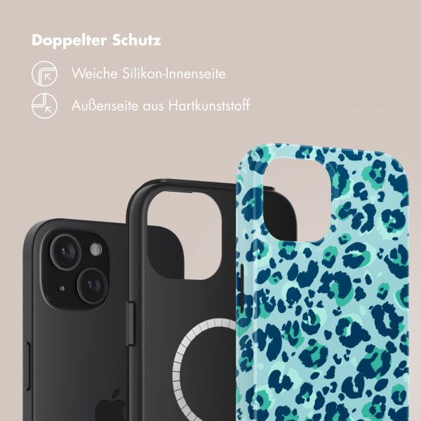 Selencia Vivid Tough Back Cover mit MagSafe für das iPhone 15 - Wild Spots Light Blue