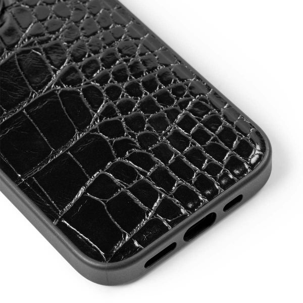 iDeal of Sweden Vegan Leather Back Cover für das iPhone 14 Pro - Black Croco