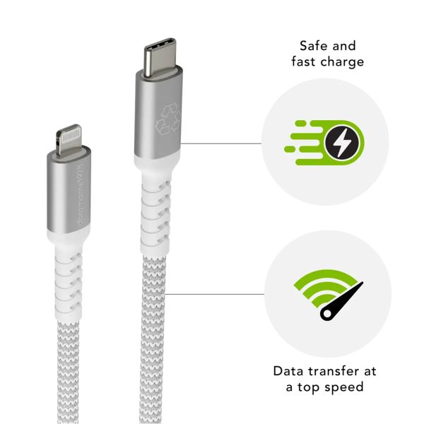 dbramante1928 re-charge – Geflochtenes Ladekabel – USB-C auf Lightning – 1,2 Meter – Weiß