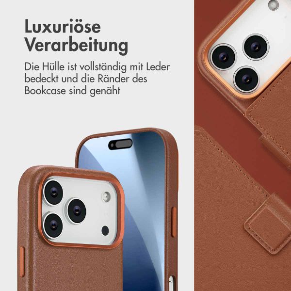 Accezz 2-in-1 Klapphülle aus Leder mit MagSafe Apple iPhone 17 Pro - Sienna Brown