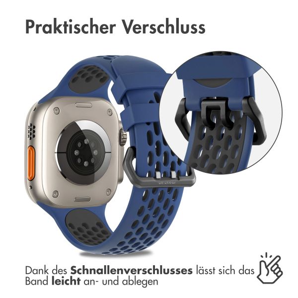 imoshion Silikonsportarmband Buckle für das Apple Watch Series 1 bis 11 / SE / Ultra (44/45/46/49 mm) - Blau / Schwarz