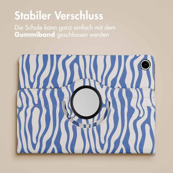 imoshion 360° drehbare Design Klapphülle Samsung Galaxy Tab A9 Plus - White Blue Stripes
