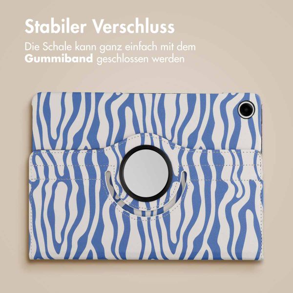 imoshion 360° drehbare Design Klapphülle für das Samsung Galaxy Tab A9 Plus - White Blue Stripes