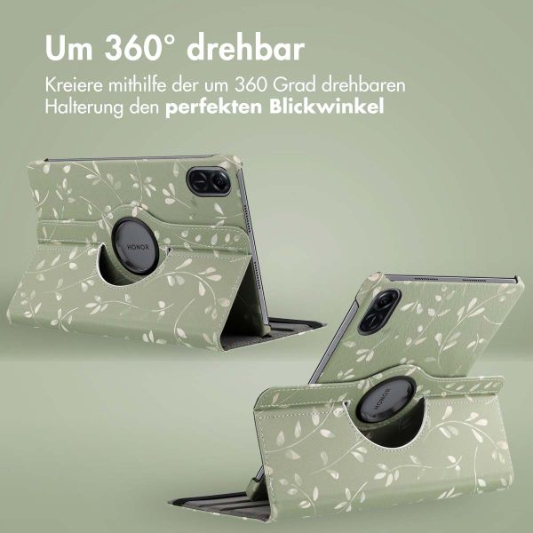 imoshion 360° drehbare Design Klapphülle für das Honor Pad X9 - Green Flowers