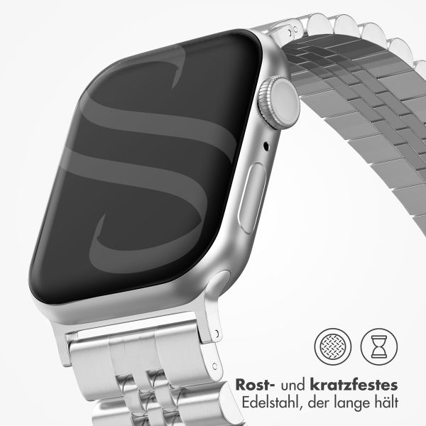 Selencia Jubilee-Edelstahlarmband für Apple Watch Series 1 t/m 9 / SE (38/40/41 mm) | Series 10 / 11 (42 mm) - Silber
