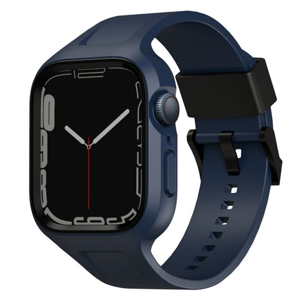 Uniq Monos 2-in-1 Apple Watch Armband mit Hybrid Hülle für die Apple Watch 4 bis 9 / SE (44/45 mm) - Marine Blue