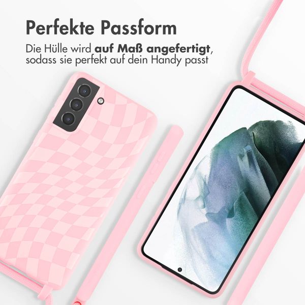 imoshion Silikonhülle design mit Band für das Samsung Galaxy S21 Plus - Retro Pink