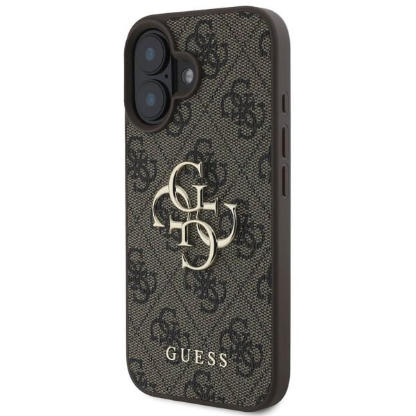 Guess 4G Metal Logo Back Cover für das iPhone 16 - Braun