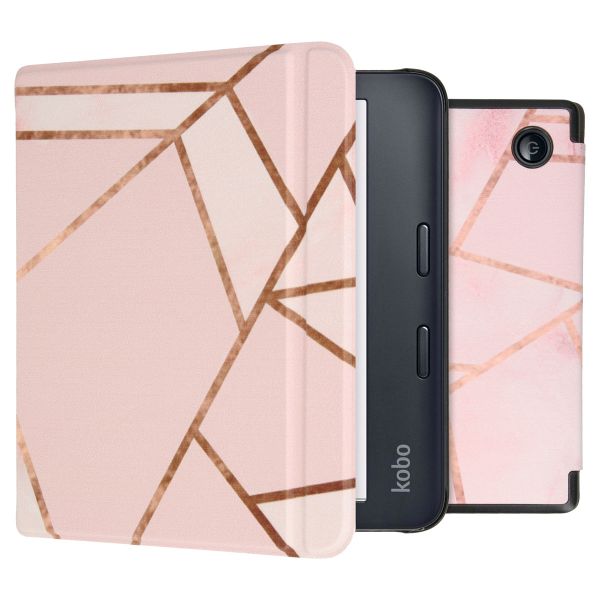 imoshion Design Slim Hard Case Sleepcover mit Stand Kobo Libra 2 / Tolino Vision 6 - Pink Graphic