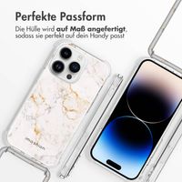 imoshion Design Hülle mit Band für das iPhone 14 Pro - White Marble