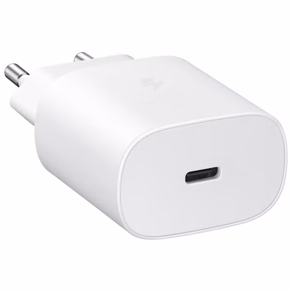 Samsung Original USB-C auf USB-C Kabel - 1,8 Meter - 25 Watt + Original Fast Charging Adapter USB-C Ladegerät - 25 Watt - Weiß