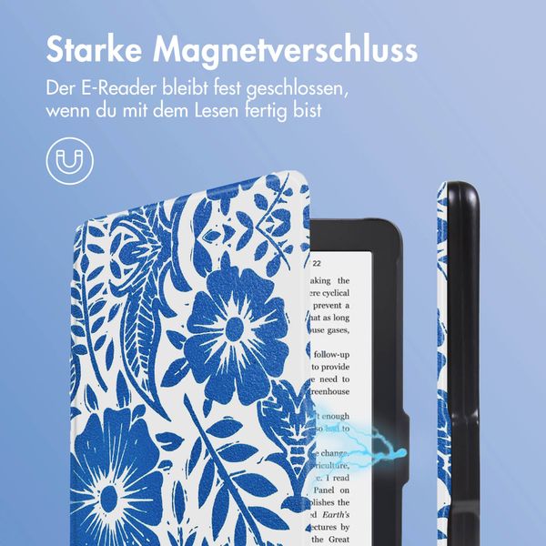 imoshion Design Slim Hard Case Klapphülle Kobo Clara 2E / Tolino Shine 4 - Flower Tile