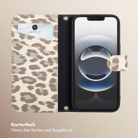 Selencia Sabi Klapphülle mit Leopardenmuster Apple iPhone 16e - Soft Ivory
