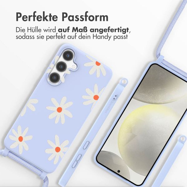 imoshion Silikonhülle design mit Band für das Samsung Galaxy S24 - Lila Flower Distance