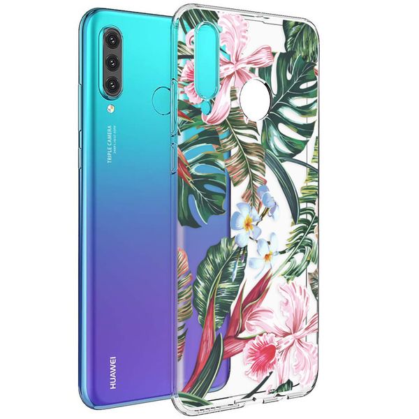 imoshion Design Hülle Huawei P30 Lite - Dschungel - Grün / Rosa