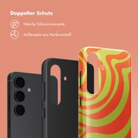 Selencia Vivid Back Cover Samsung Galaxy S24 - Wavy Swirl Orange Fern